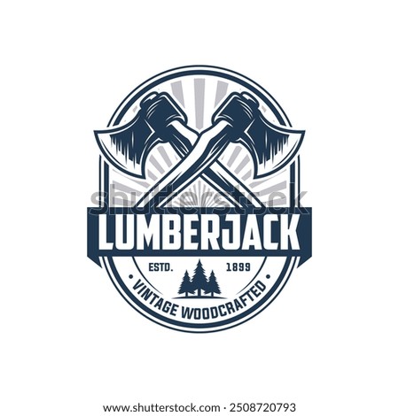 Axes Rustic Woodwork Logo. Ax Vintage Logo Design Vector Template. Lumberjack Logo Vector illustration.
