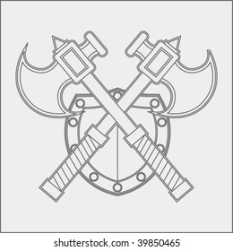 ejes y dibujo de escudo