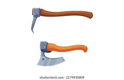 Axes for wood processing and carpentry cartoon vector illustration