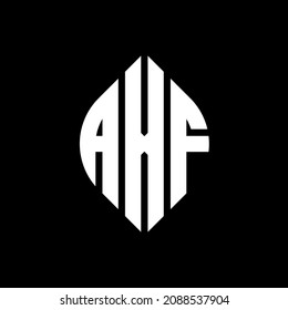 AXF circle letter logo design with circle and ellipse shape. AXF ellipse letters with typographic style. The three initials form a circle logo. AXF Circle Emblem Abstract Monogram Letter Mark Vector.