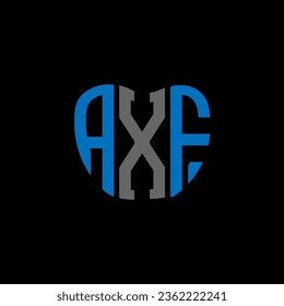 Diseño creativo del logo de la carta AXF. Diseño único AXF.
