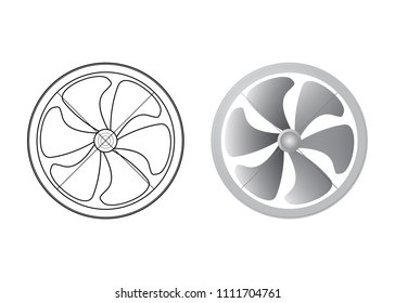 Axial flow fan. Industrial vector illustration. Airflow equipment
