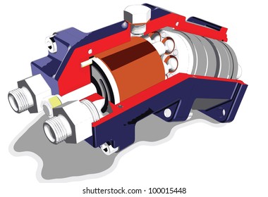 Axial Hydraulic Pump.Vector Image.