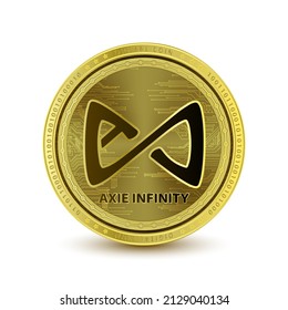 Axie Infinity (AXS) coin isolated on white background. Cryptocurrency blockchain (crypto currency) digital currency, alternative currency. 3D Vector illustration Symbol of business modern gold, money