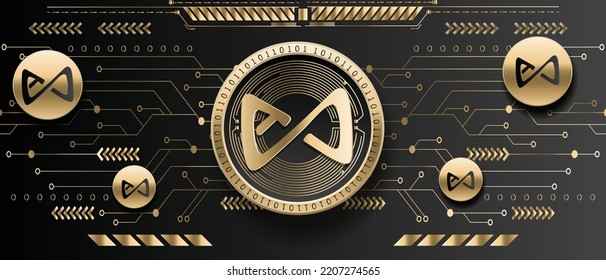 Axie Infinity AXS Cryptocurrency Golden Coin On Futuristic Technology Background Vector Illustration Banner And Wallpaper Template 