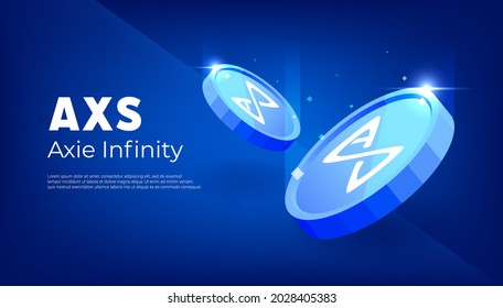 Axie Infinity AXS token banner. AXS coin cryptocurrency concept banner background.