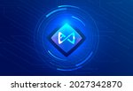 Axie Infinity AXS token symbol with crypto currency themed banner. Axie Infinity or AXS icon on modern neon color background.