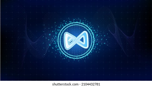 Axie infinity currency. On blockchain technology background. Electronic crypto currency modern technology. Online bank and financial communications futuristic. ​International stock exchange. Vector.