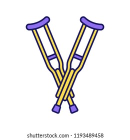 Axillary crutches color icon. Underarm crutches. Mobility aid. Isolated vector illustration