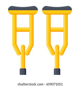 Axillary crutches vectot icon in flat style