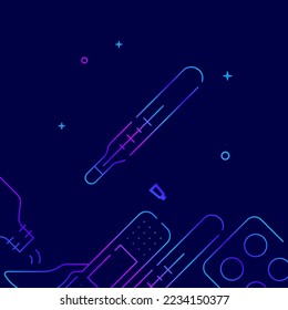 Icono del vector de la línea de gradiente del termómetro Axillary, ilustración simple en un fondo azul oscuro, medicina, borde inferior relacionado con el tratamiento.