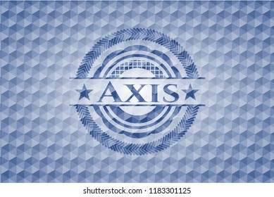 Axis blue emblem or badge with geometric pattern background.