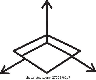 Axis coordinate system line icon essential for 3D modeling and spatial dimension planning in engineering and architecture