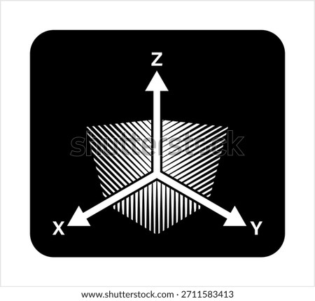 Axis Icon, Three Dimensional Space, 3-Space, Cartesian Coordinate System Vector Art Illustration