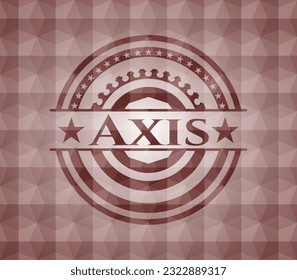 Axis red seamless badge with geometric pattern background. 