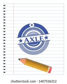 Axle draw with pen effect. Blue ink. Vector Illustration. Detailed.
