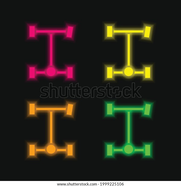 Axle four color\
glowing neon vector icon