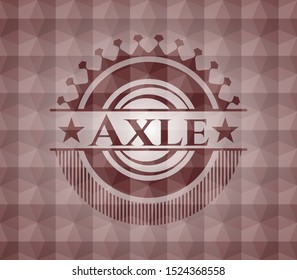 Axle red badge with geometric pattern background. Seamless.