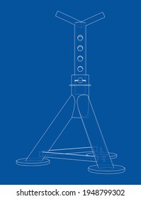 Axle stand isolated. Vector rendering of 3d. Wire-frame style