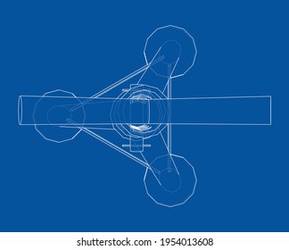 Axle stand isolated. Vector rendering of 3d. Wire-frame style