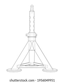 Achsständer einzeln. Vektorgrafik von 3d. Wire-Frame-Stil