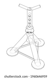 Axle stand isolated. Vector rendering of 3d. Wire-frame style