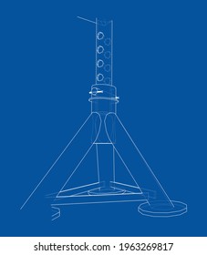 Axle stand isolated. Vector rendering of 3d. Wire-frame style
