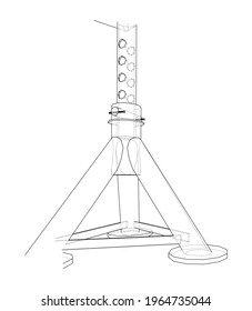 Axle stand isolated. Vector rendering of 3d. Wire-frame style