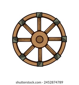 axle wheel ancient cartoon. hub rim, spoke revolutionize, technology old axle wheel ancient sign. isolated symbol vector illustration