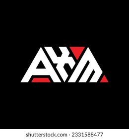 AXM triangle letter logo design with triangle shape. AXM triangle logo design monogram. AXM triangle vector logo template with red color. AXM triangular logo Simple, Elegant, and Luxurious design.