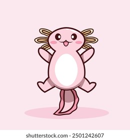 Axolotl in Action: A Lovable and Vibrant Vector Icon Illustration of a Jumping Axolotl