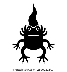 Axolotl ambystoma mexicanum front view icon black color vector illustration image flat style