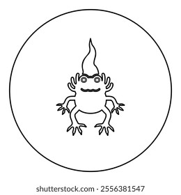 Axolotl ambystoma mexicanum front view icon in circle round black color vector illustration image outline contour line thin style