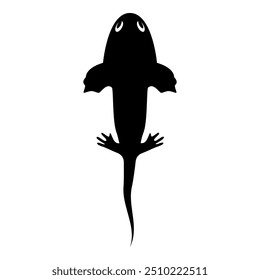 Axolotl ambystoma mexicanum overhead view icon black color vector illustration image flat style