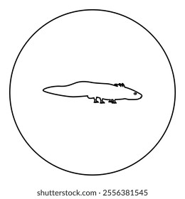 Axolotl ambystoma mexicanum view side icon in circle round black color vector illustration image outline contour line thin style