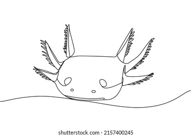 Axolotl Amphibian Salamander Animal Head Line Art Outline Vector Illustration Decoration Design