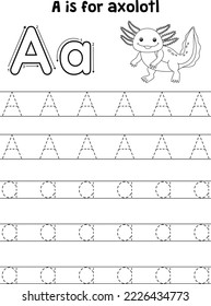 Axolotl Animal Tracing Letter ABC Farbseite A