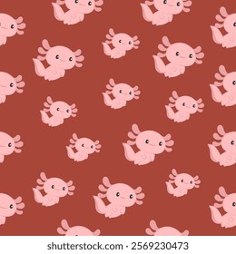  Axolotl baby seamless pattern texture