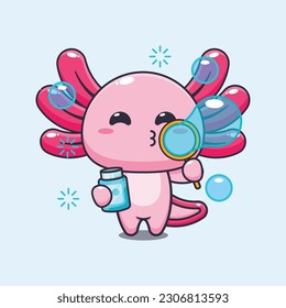 axolotl blowing bubbles cartoon vector illustration.
Vector cartoon Illustration suitable for poster, brochure, web, mascot, sticker, logo and icon.