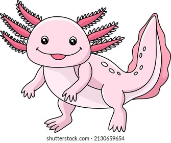 Axolotl Cartoon Colored Clipart Illustration