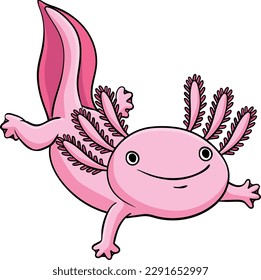 Axolotl Cartoon Colored Clipart Illustration