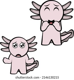 axolotl cartoon kawaii expressions pack in vector format