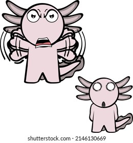 axolotl cartoon kawaii expressions pack in vector format