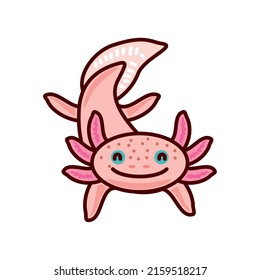 axolotl cartoon style icon isolated