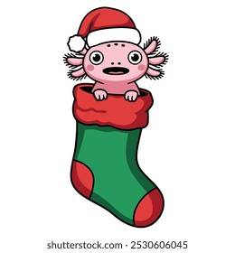 Axolotl no Natal Estocagem Desenho Animado Ilustração