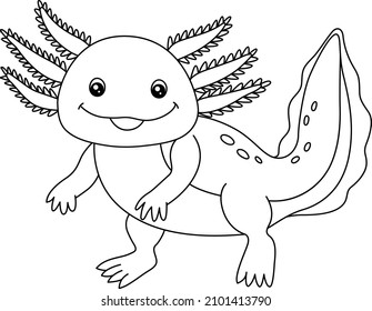 Axolotl-Farbseite einzeln für Kinder