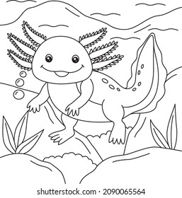 Axolotl Coloring Page for Kids