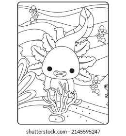 Páginas de Coloración Axolotl para niños