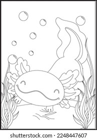 Axolotl Coloring Pages for kids .