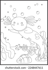 Axolotl Coloring Pages for kids .